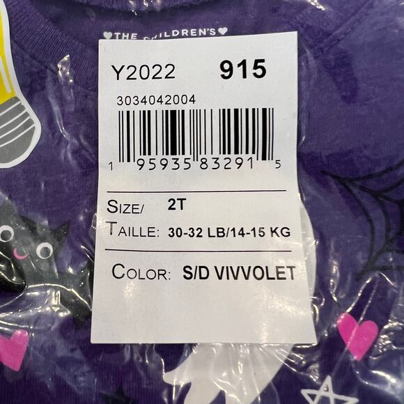 NWT Children's Place Girls Purple Glow Halloween Doodle Graphic Tee -SIZE 12-18M - Picture 6 of 9
